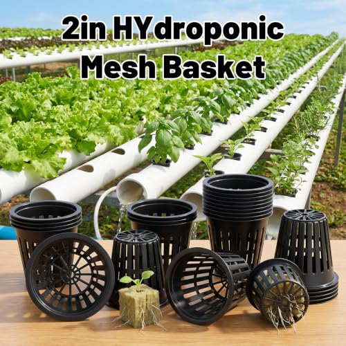 200PCS 2 inch Net Pots Hydroponics Cup Slotted Mesh Net Cup Planting Basket
