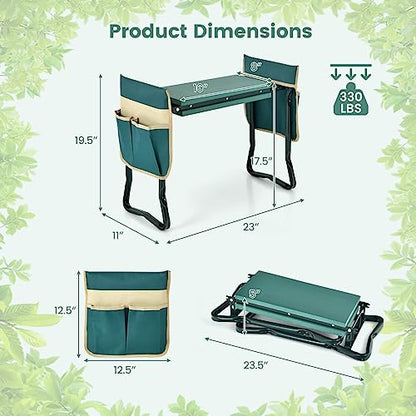 IRONMAX Garden Kneeler and Seat, Heavy Duty Foldable Gardening Bench Stool w/Soft Foam Pad & 2 Tool Storage Bags for Kneeling & Sitting, Gardening Gifts for Women Men - style: 2 Tool Storage Bags
