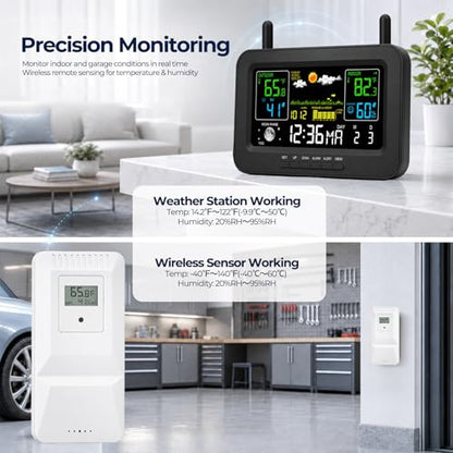 eMylo Wireless Weather Station with Remote Sensor Color Display Thermometer