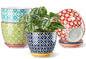 Metahom 4.9 Inch Ceramic Pots for Plants, Colorful Flower Pots Set of 4 - size: 4.9 inch