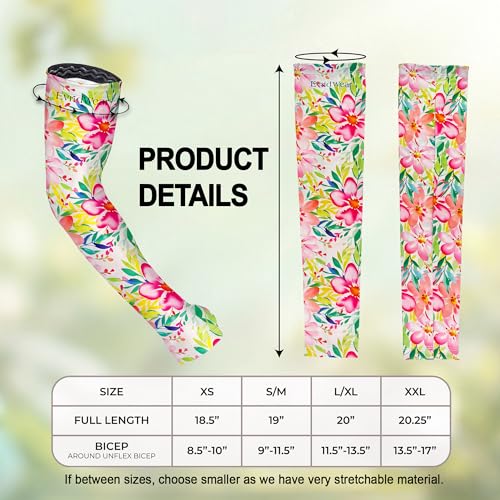 Evridwear Gardening Sleeves,UV Protection Cooling Arm Sleeve Women Men - color: Spring Floral, size: Small-Medium