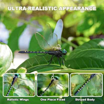 Hanging Dragonfly Ornaments, 6-Piece Garden Decor with Loops & Safety Pins