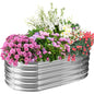 TBMLC Oval Silver Galvanized Planter Box,Metal Raised Garden Bed 4X2X1.4 FT - color: Silver, size: 4X2X1.4 FT