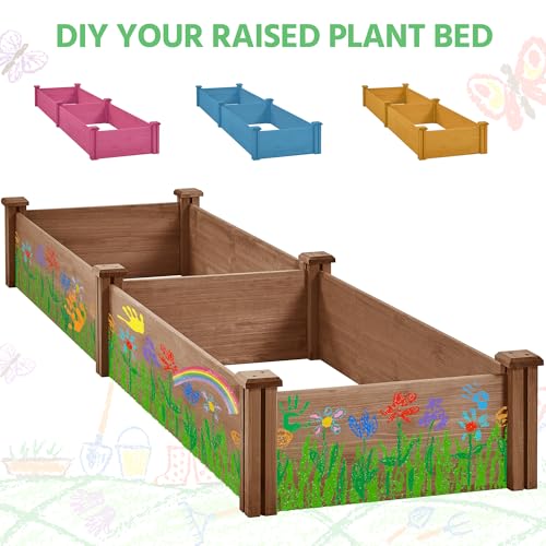Yaheetech Raised Garden Bed Planter Box for Vegetables Growing, Dark Brown - color: Dark Brown, size: 8ft x 2ft