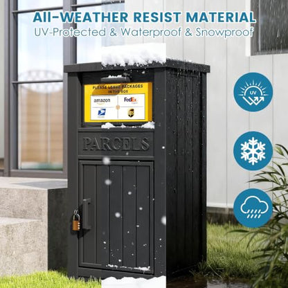 Package Delivery Box for Outside, Parcel Drop Box, Ink Black, 60 Gallon - color: Ink Black