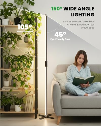 SJZX Grow Light for Indoor Plants, 160 LEDs Full Spectrum Plant Light Stand with Timer, 50W 150° Wide Coverage & High PPFD Grow Light, 5ft Vertical Indoor Plant Light for Tall Plant Flower Vegetable - size: 5ft