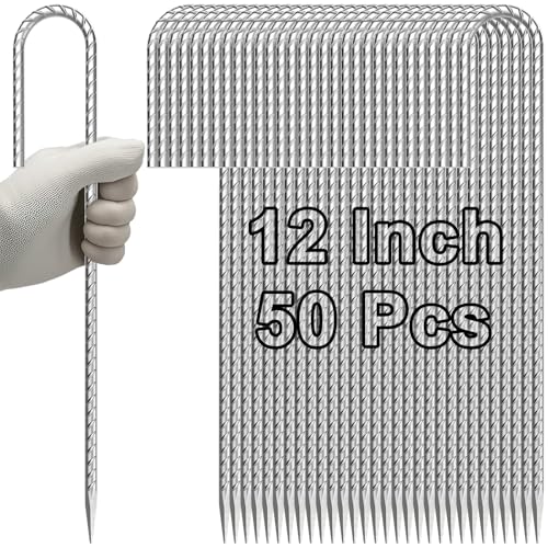 VVOKGO Rebar-Stakes-12-Inch J Hook Galvanized Garden Tent Stakes Heavy Duty - color: J-12 Inch-Φ1/4"-Galvanized, size: J-12 Inch-50 Pcs