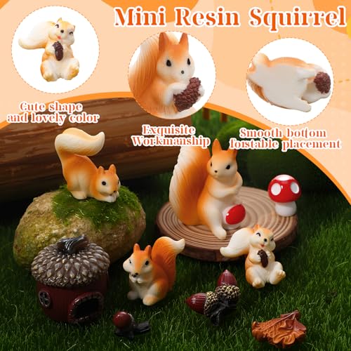 20Pcs Mini Resin Squirrel Figurines Miniature Squirrel Figures