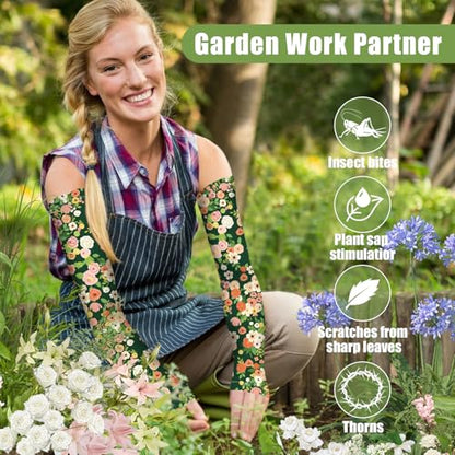 Gardening Sleeves for Women UV Sun Protection with Thumb Hole Anti-Scratch - color: Blossoms