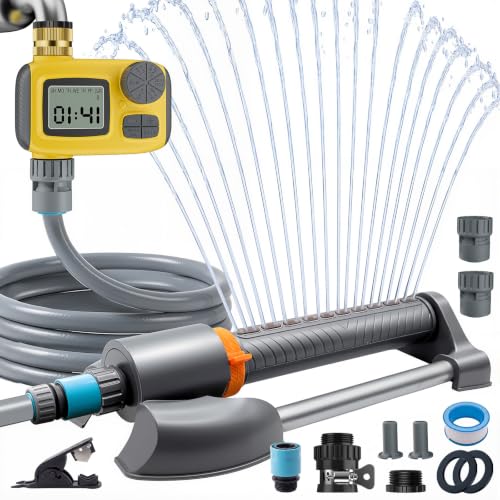 Oscillating Sprinkler with Smart Timer for Lawn and Garden Watering
