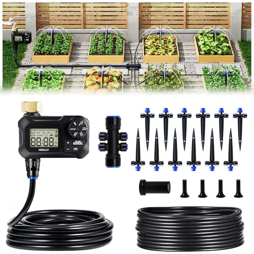 HIRALIY 50FT Automatic Drip Irrigation Kit with Timer - size: 50FT