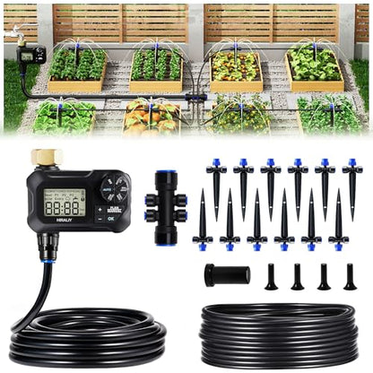 HIRALIY 50FT Automatic Drip Irrigation Kit with Timer - size: 50FT