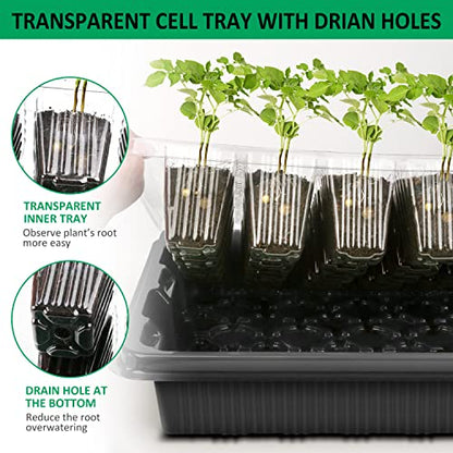 YAUNGEL XL Seed Starter Tray, 160 Cells, 4-Pack with Humidity Domes, Black - color: Black