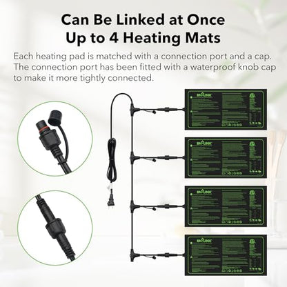 BN-LINK 10" x 20.75" Seedling Heat Mats for Seed Starting Plant Germination - size: 10x20 4 Pack Daisy Chainable