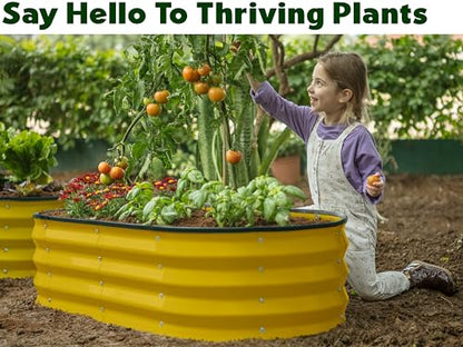 Plant & Plot Galvanized Raised Garden Beds Outdoor // 4×2×1 ft (2-Pack) Planter Raised Beds for Gardening, Vegetables, Flowers (Yellow) // Large Metal Garden Box - color: Yellow