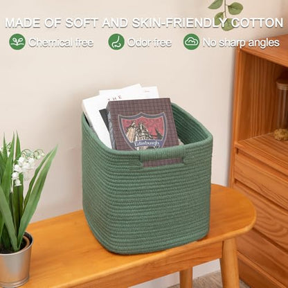 OIAHOMY Storage Cubes 11 Inch Storage Bins 3-Pack Square Baskets Green - color: Green