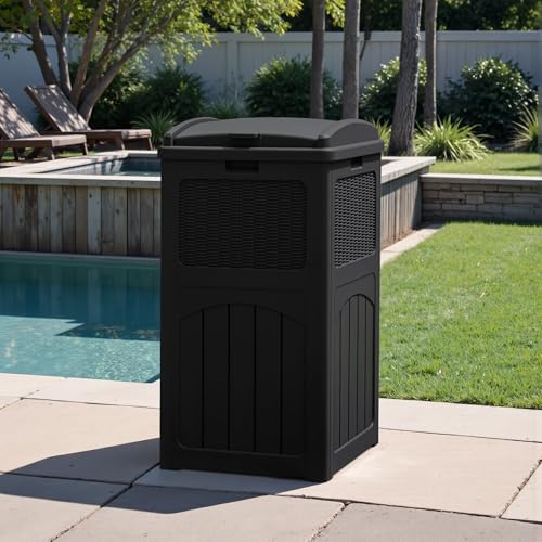 Greesum 2 Pack 33 Package Delivery Box for Outside, Waterproof Resin Garbage Bin with Lid for Hideaway, Deck, Patio, Black - color: Black, style: 2 Pack