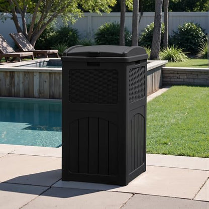 Greesum 2 Pack 33 Package Delivery Box for Outside, Waterproof Resin Garbage Bin with Lid for Hideaway, Deck, Patio, Black - color: Black, style: 2 Pack