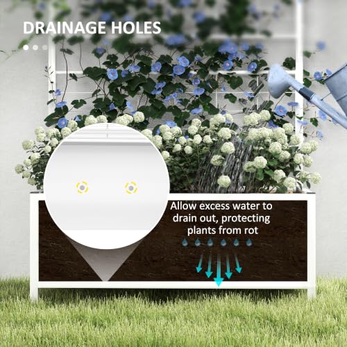 Outsunny Planter Box with Trellis, 35.4 x 15.7 x 47.2 inch, White - color: White