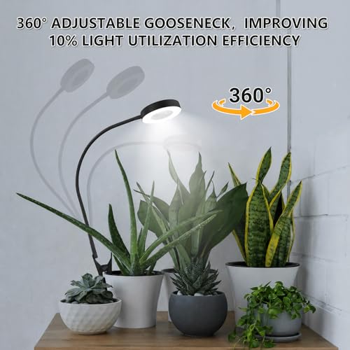 Grow Lights for Indoor Plants, Clip-On Plant Light, Black, 2 Pack - color: Black，2 pack