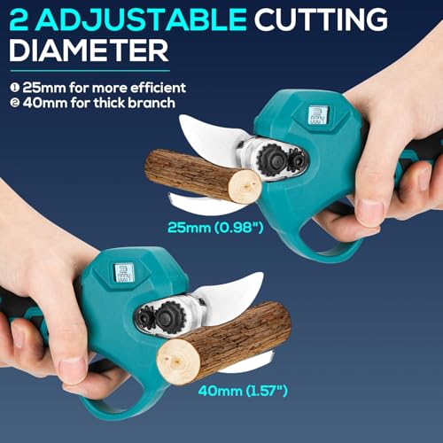Electric Pruning Shears, Cordless Electric Scissors with 2 PCS Rechargeable 48V 2.0 Ah Batteries & 2 Blades, 1.6" Cutting Diameter Pruning Shears Garden Tool for Tree Trimming Branch Cutter - style: Blue