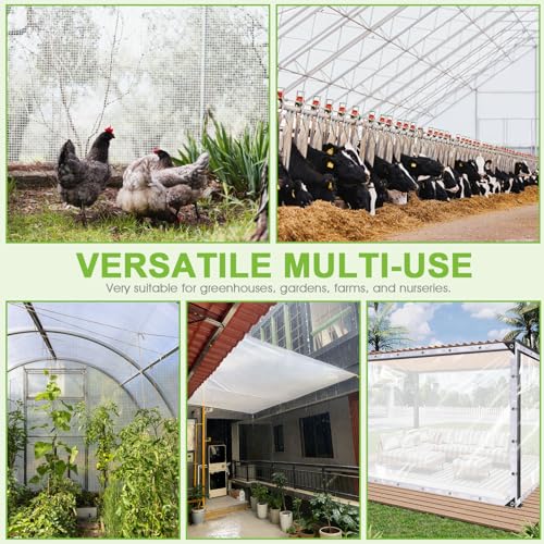 16 Mil Clear Plastic Tarps Heavy Duty Waterproof 6x8 FT,Green House Plastic Covering Sheeting,UV Resistant Greenhouse Cover Clear Tarp with Grommets for Garden,Farms,Nursery,Chicken Coop Winter Wrap - size: 6FT x 8FT 16Mil