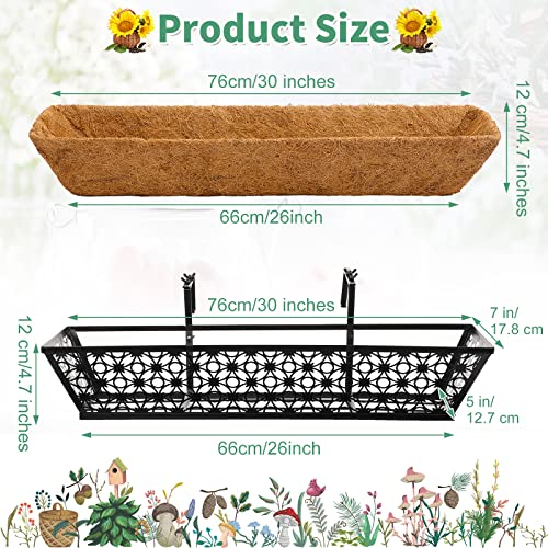 Geetery 6 Pack Window Railing Planter with Coconut Liner 30'', Vintage - style: Vintage