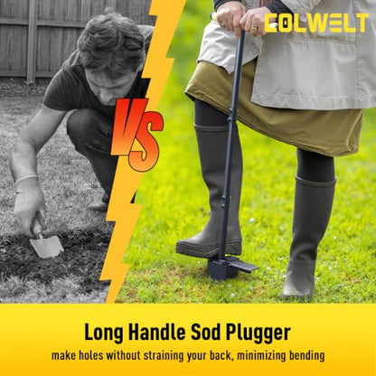 Colwelt Sod Plugger Tool Square, Grass Plug Tool for Lawn, Sod Cutter Hand