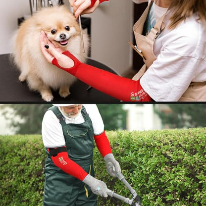 Schwer 18in AIR-SKIN A6 Cut Resistant Arm Sleeves for Gardening, S906 - color: Red, size: 18 In-1 Pair