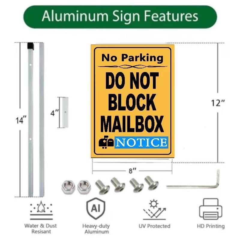 Do Not Block Mailbox Parking Yard Sign with Stakes,Rust Free Aluminum(8 * 12in),No Parking In Front of Mailbox Sign,No Truck Warning Road Signs - color: Do Not Block Mailbox