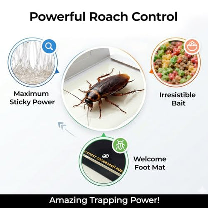 Cockroach Traps for Home – Non-Toxic Odorless Roach Glue Traps, Strong Sticky Multi-Entry Design for Kitchen, Cabinets & Bathroom, 10 Pack - size: 10 Pack