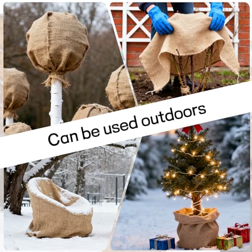 Burlap Fabrics Roll Natural Jute Burlap Garden Tree Wrap Outdoor Weed Barrier DIY Fall Halloween Craft Winter Frost Plant Landscape Blankets Cloth for Plant Gardening Shrubs (60in*6ft) - size: 60in*6ft