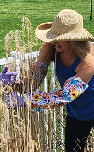 GARDENSLEEVES Anti-Scratch Sleeve Long Gardening Glove for Women farmers arm protection from ivy oak sumac (Blue Poppies, Large) - color: Blue Poppies, size: Large