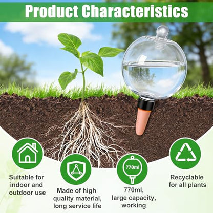 2 Pack 26 oz Extra Large Plant Self Watering Globes Top Fill - size: 2 Pack