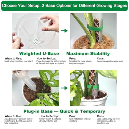 2 Pcs 9 Inch D Shaped Moss Pole with Watering Dripper, Plastic Moss Poles for Climbing Plants, Sturdy Monstera Plant Support, Self Watering Moss Pole Kit for Plants Indoor (1Pack 2Pcs-Green) - size: 1Pack 2Pcs-Green