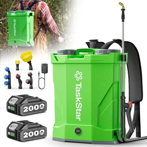 Taskstar 4 Gallon Backpack Sprayer Battery Powered for Lawn Weed Control - color: Lime Green
