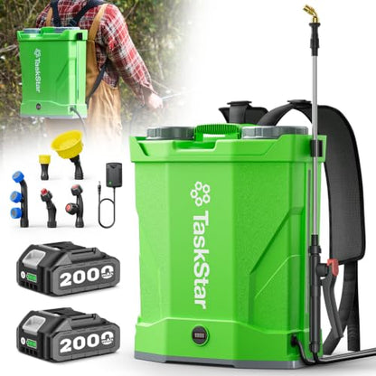 Taskstar 4 Gallon Backpack Sprayer Battery Powered for Lawn Weed Control - color: Lime Green