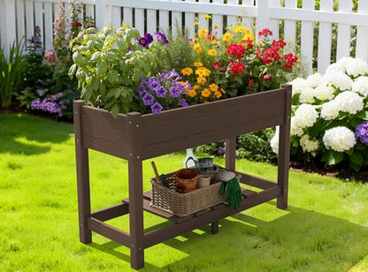 SERWALL Raised Garden Bed with Legs Set of 2-Brown - color: Brown, size: 2 pack