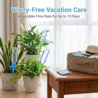 24 Pack Self Watering Spikes, Adjustable Flow Automatic Plant Waterer for Indoor Outdoor Plants, Fits Standard 1.1in Bottle Mouth, Vacation Drip Irrigation System - color: 12xGreen, 12xBlue