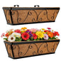 24 Inch Window Box Planter with Adjustable Brackets for Hanging Plants - size: 2 Pack, style: Scrollwork