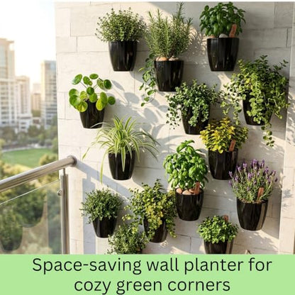LaLaGreen Indoor Wall Planters (5in, 10 Pack) Self Watering Hanging Pots - size: 5" (12.5 cm)