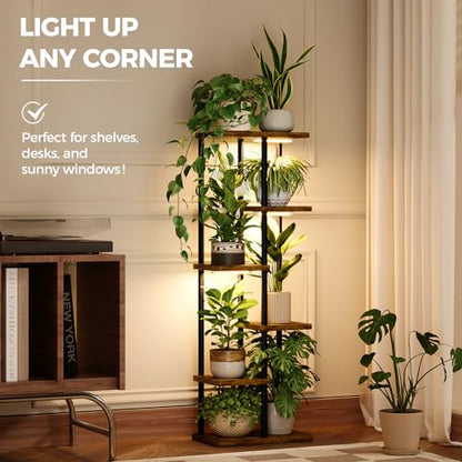 Bamworld Plant Shelf with Grow Light for Indoor Plants Corner 6 Tier - style: 6 Tier,Square