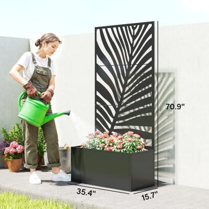 Outsunny Metal Planter Box with Trellis, 71" Tall Trellis Privacy Screen
