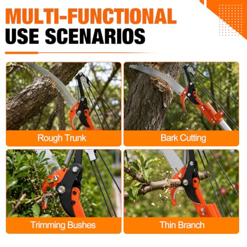 LAANPOLE 26FT Reach Tree Trimmer, Manual Pole Saw with 5-20FT Extension Pole, Tree Pruner Extendable for High Tree Branch Trimming Pruning Cutting - size: 20FT