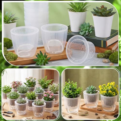 Self Watering Plant Pots, 4.3'', Transparent, 18 Pcs - color: Transparent, size: 4.3''