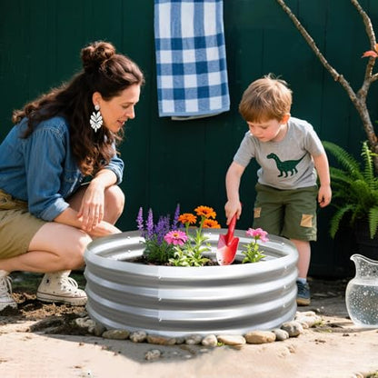 Galvanized Garden Bed Kit for Vegetables/Herbs/Flowers 4x4x1 Outdoor Raised Planter Box - size: 4X4X1