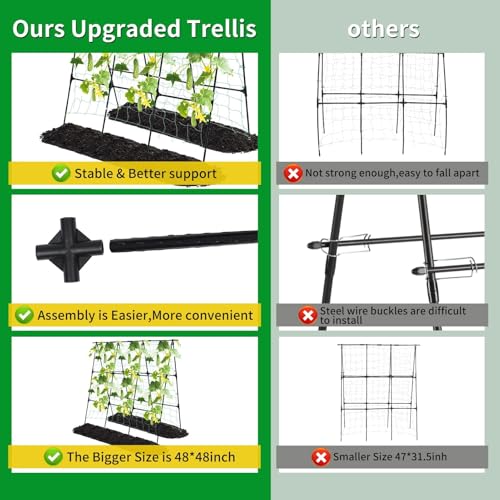 OTOSUNNY Cucumber Trellis for Raised Garden Bed, 50 x 48 in, Black - color: Black