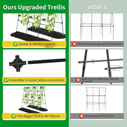 OTOSUNNY Cucumber Trellis for Raised Garden Bed, 50 x 48 in, Black - color: Black