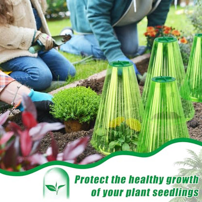 UQM 20 Pack Garden Cloches for Plants with Rotary Vent Cover Reusable - color: Green-20pc
