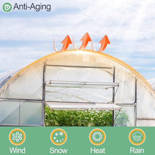 8 x 26 FT Clear Greenhouse Plastic Sheeting, 6 Mil Polyethylene Film Heavy Duty, Water Sun Frost Wind Dust Resistant Winter Hoop House Toughness Plastic Cover for Farming, Gardening, Agriculture, DIY - size: 8 x 26 FT